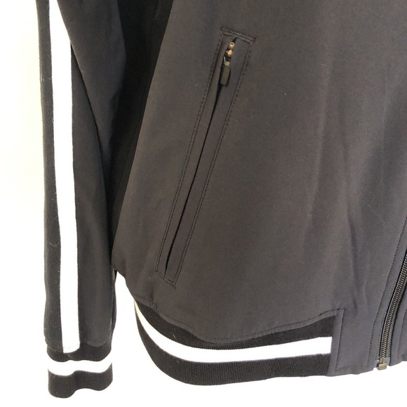Athleta Circa Track Jacket Medium Stripe Full Zip Pockets Recycled Materials - Picture 10 of 12
